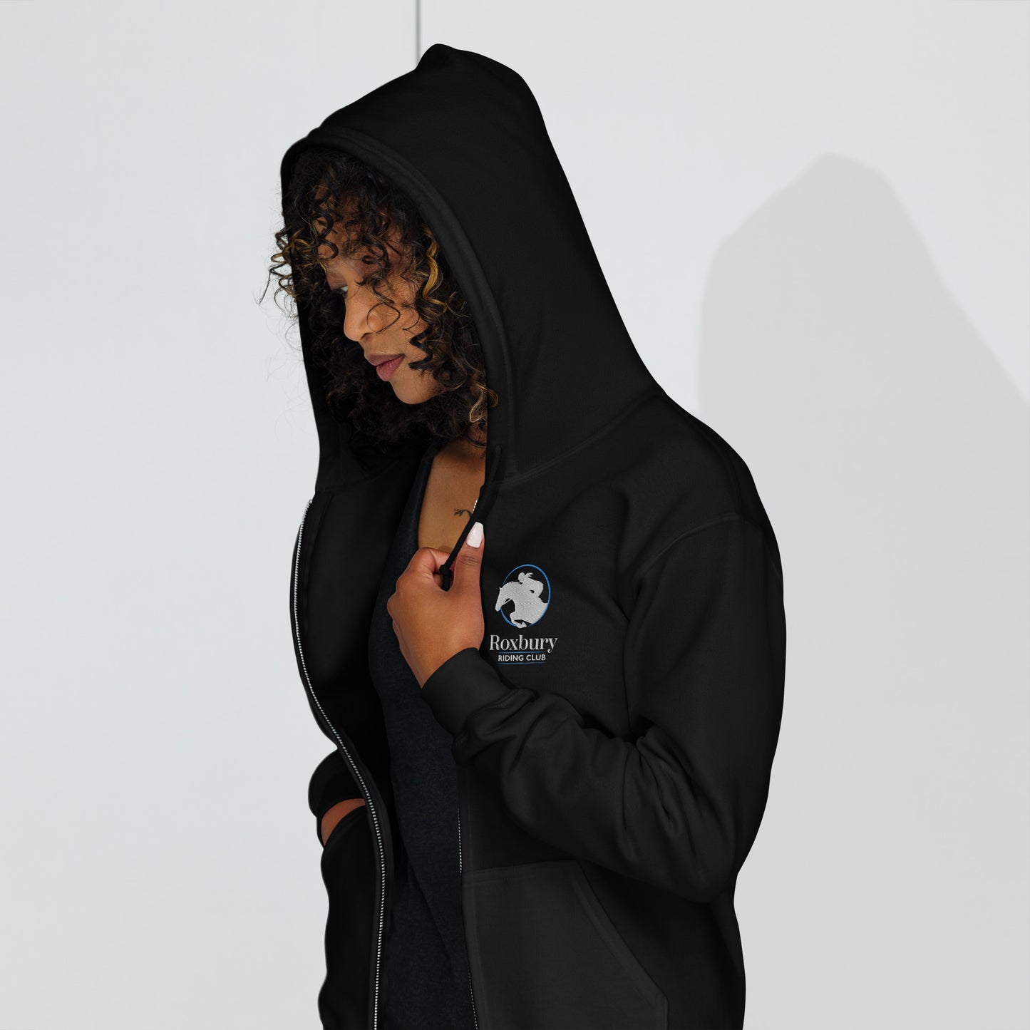 Roxbury Riding Club Black Unisex zip hoodie