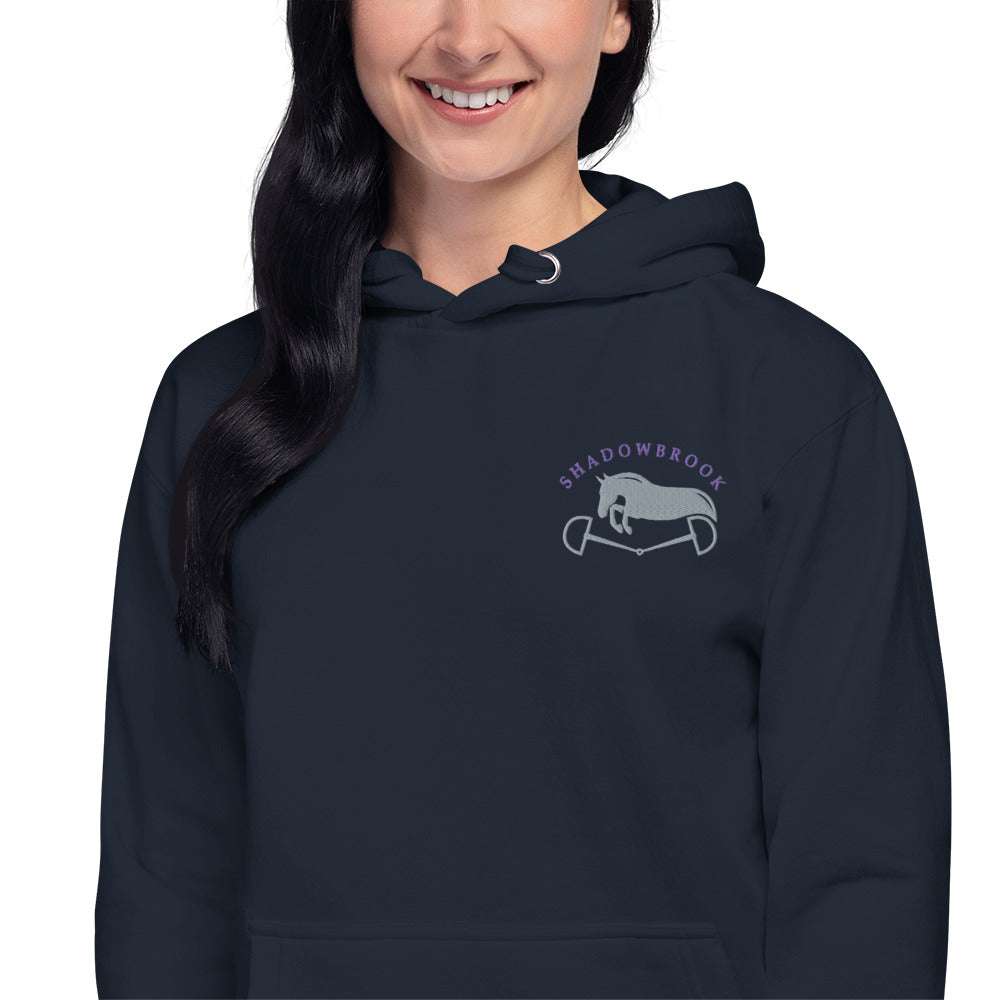 Shadowbrook Stables Navy Unisex Hoodie - Small Logo Front