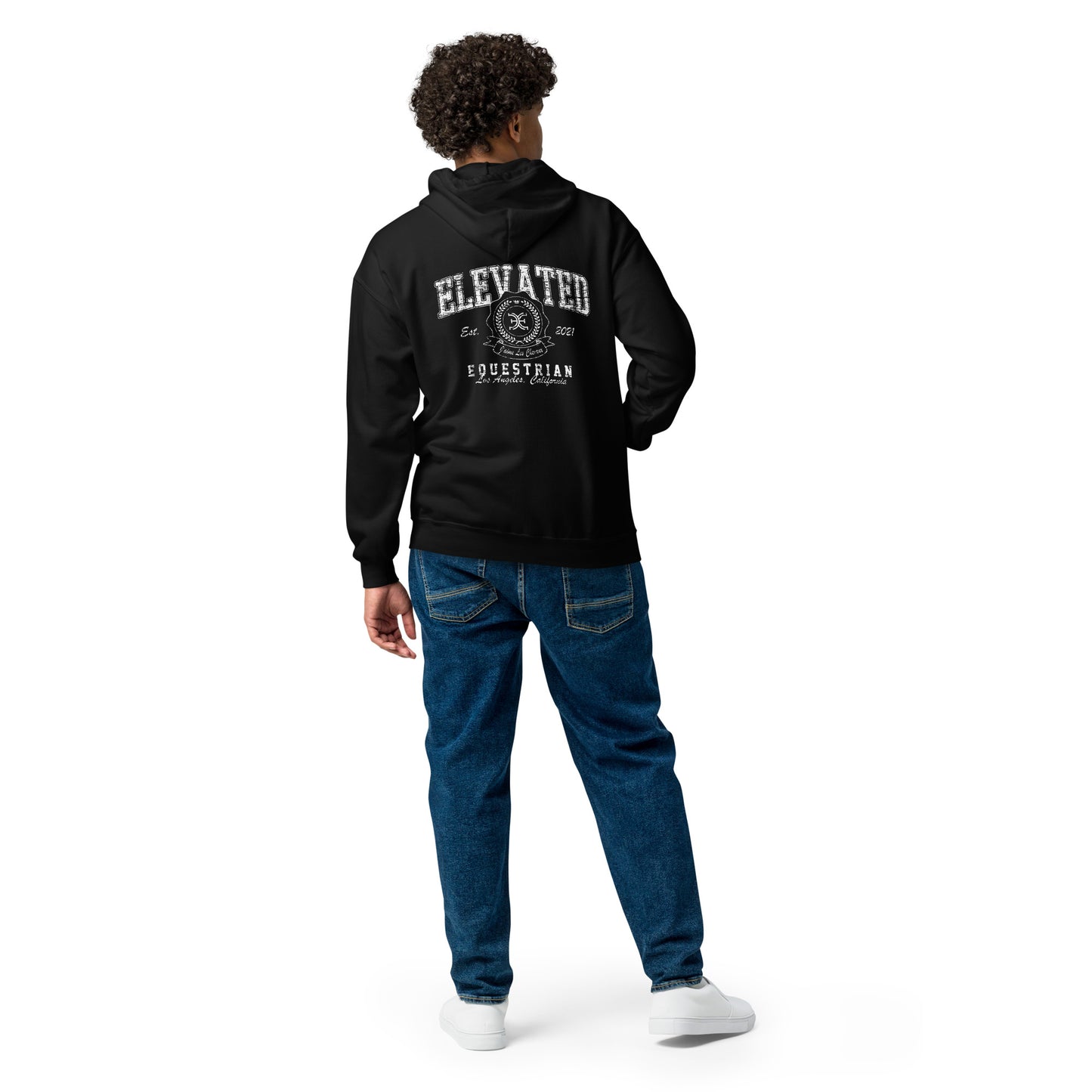 Elevated Equestrian Black Unisex Zip-up Hooded Sweatshirt