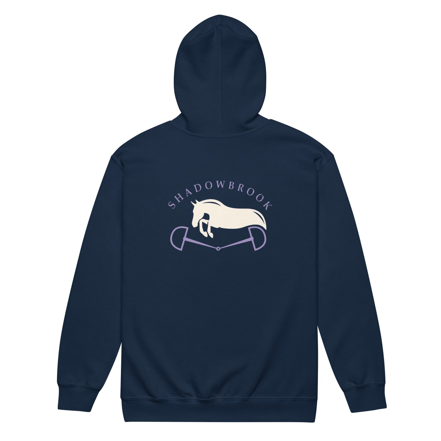 Shadowbrook Stables Navy Unisex zip hoodie - Large Logo Back