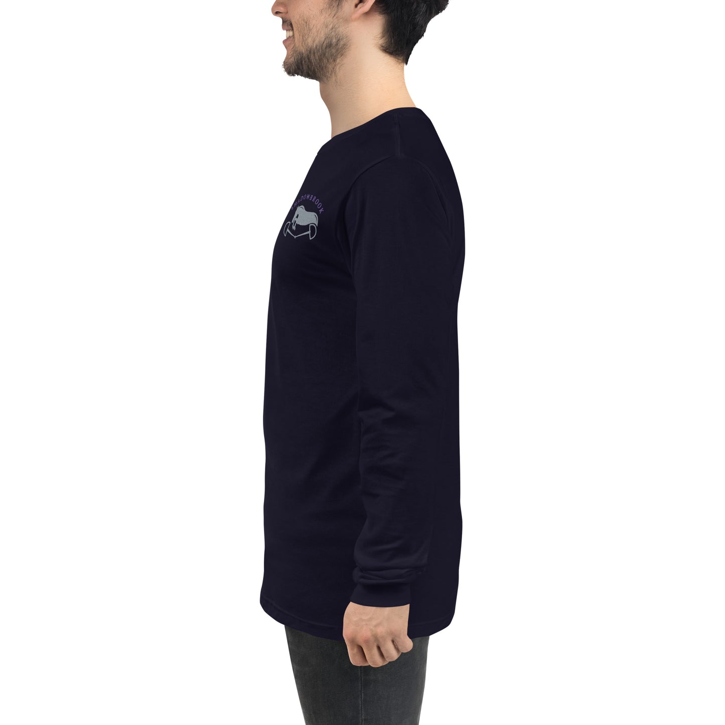 Shadowbrook Stables Navy Unisex Long Sleeve Tee - Small Logo Front
