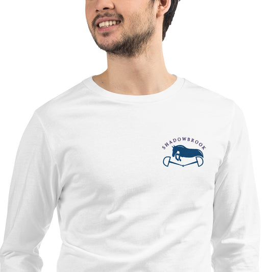 Shadowbrook Stables White Unisex Long Sleeve Tee - Small Logo Front