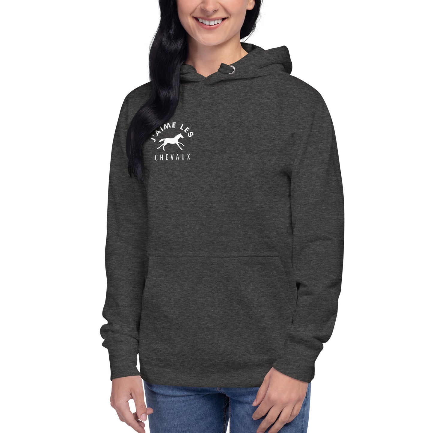 "I Love Horses" In French - White Unisex Hooded Sweatshirt