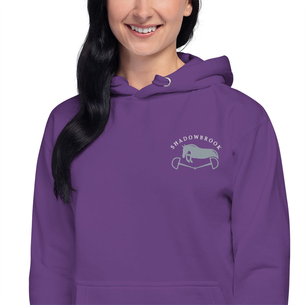 Shadowbrook Stables Purple Unisex Hoodie - Small Logo Front