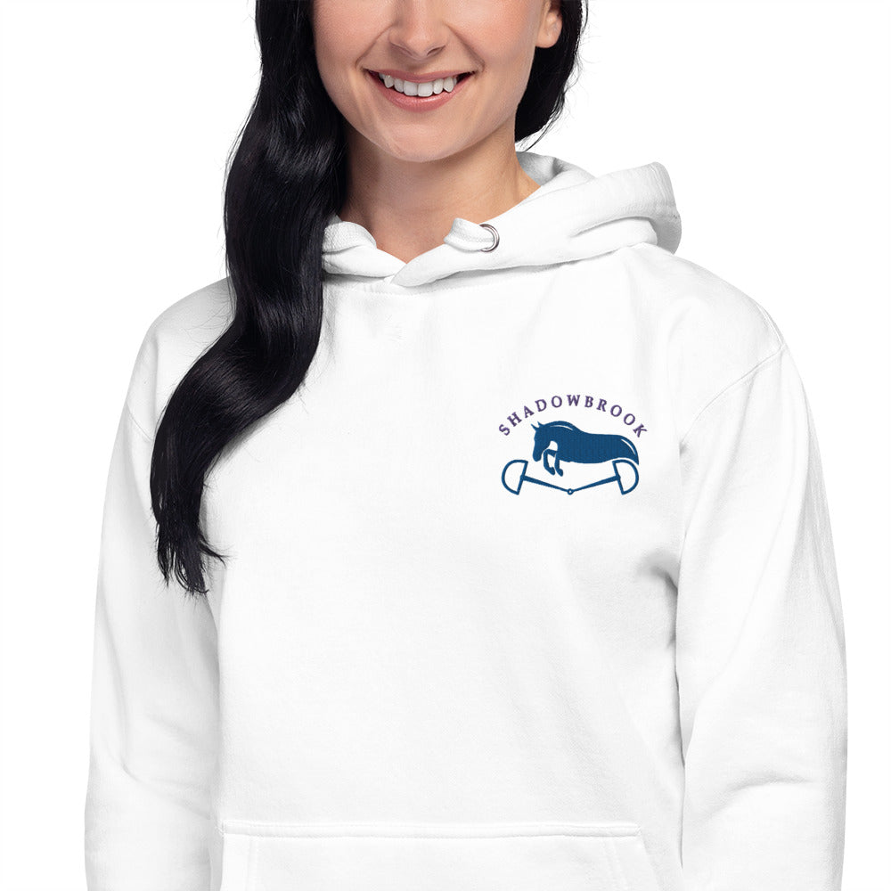 Shadowbrook Stables White Unisex Hoodie - Small Logo Front