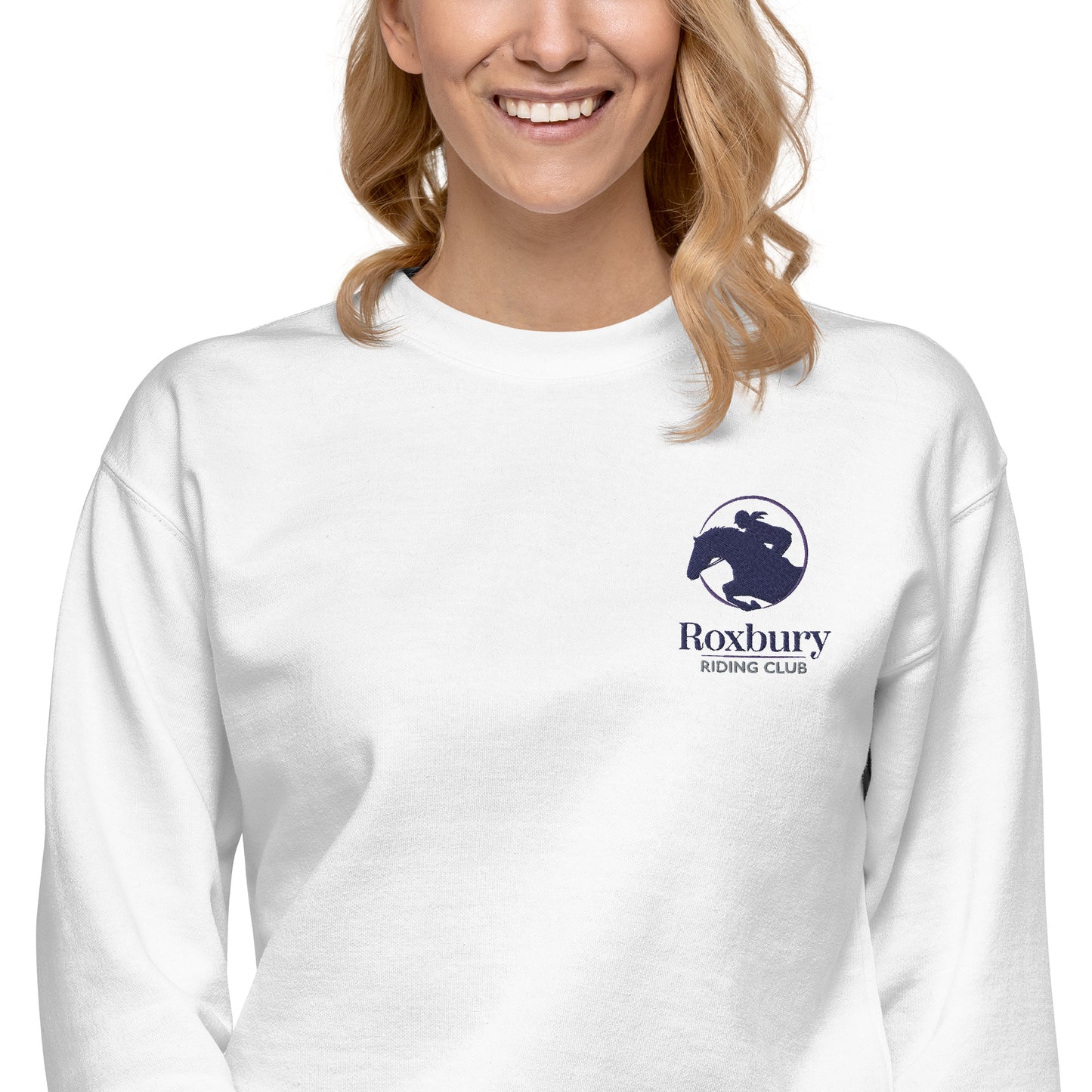Roxbury Riding Club White Unisex Crew Sweatshirt